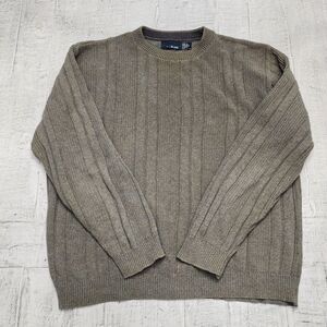 Vintage BILL BLASS Sweater Mens XL Knit Hand Framed Green Crewneck Grandpa Retro